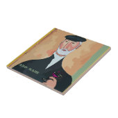 Wijn Drink Man keramische tegel Tegeltje (Zijkant)