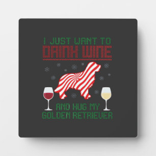 Wijn drinken knuffel Golden Retriever Kerstmis Fotoplaat