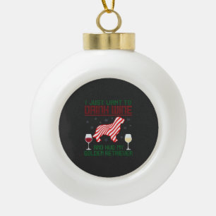 Wijn drinken knuffel Golden Retriever Kerstmis Keramische Bal Ornament