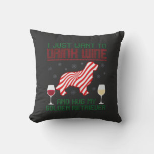 Wijn drinken knuffel Golden Retriever Kerstmis Kussen