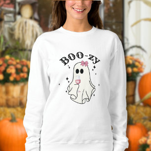 Wijn Drinkende Boo Schattig Spook Halloween Trui