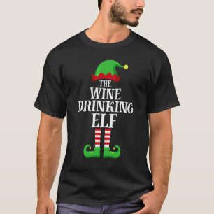 Wijn drinkende elf bijpassende gezinsgroep kerst  t-shirt