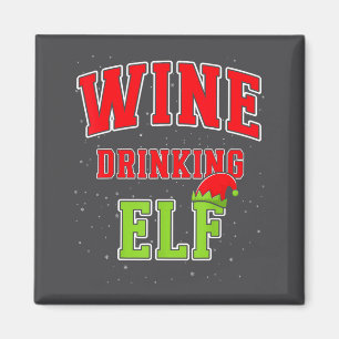 Wijn drinkende Elf Kerst Familie Matching Groep Magneet