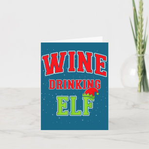 Wijn drinkende Elf Kerstmis Familie Matching Groep Kaart