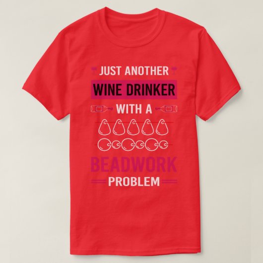 Wijn Drinker Beadwork Kralen T-shirt (Design voorkant)