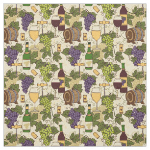 Wijn Drinker Vineyard Grapes Vine Leaves Pattern Stof