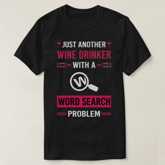 Wijn Drinker Woord Zoeken T-shirt (Design voorkant)