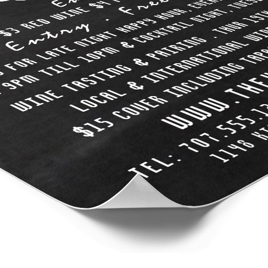 Wijn & Druiven, Chalkboard Wijnbar/Wijnmakerij Adv Poster (Hoek)