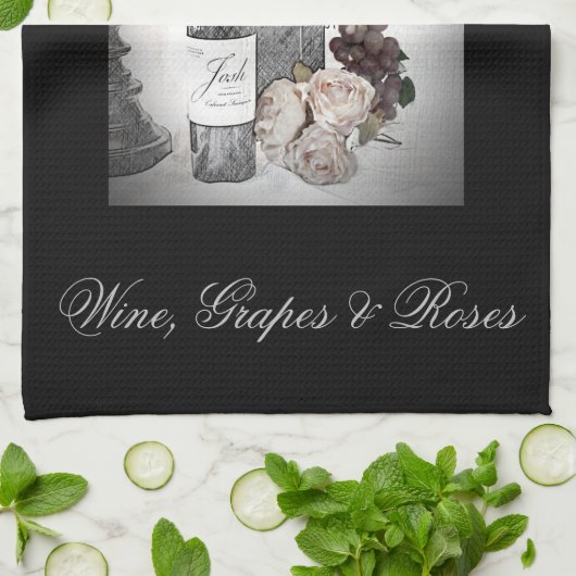 Wijn, druiven en Rozen Theedoek (Gevouwen)