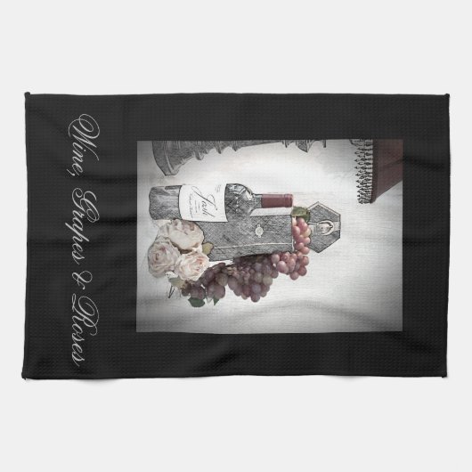 Wijn, druiven en Rozen Theedoek (Horizontaal)