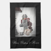 Wijn, druiven en Rozen Theedoek (Verticaal)