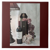 Wijn, druiven en Rozen van keramische Tegel Tegeltje (Voorkant)