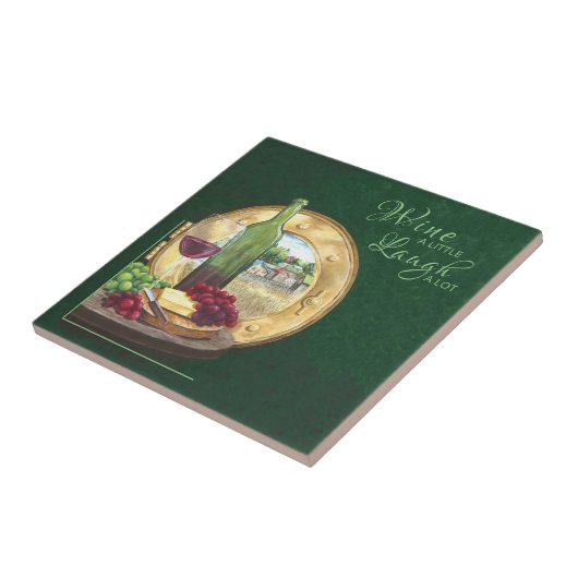 Wijn, druiven, kaas, stilleven tegeltje (Zijkant)