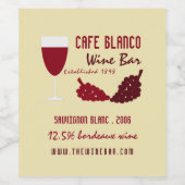 Wijn & Druiven, Wijnbar/Wijngaard Wijn Etiket (Enkel label)