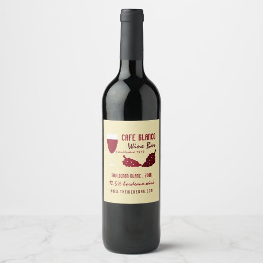 Wijn & Druiven, Wijnbar/Wijnmakerij Etiket (Voorkant)