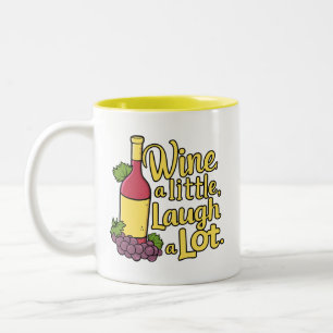 Wijn een beetje, veel lachen! Schattigee wijn woor Tweekleurige Koffiemok