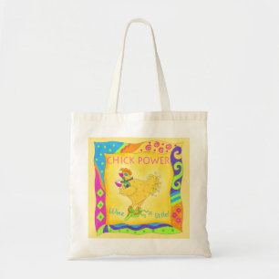 Wijn een kleine Chick Power Custom Yellow Tote Bag