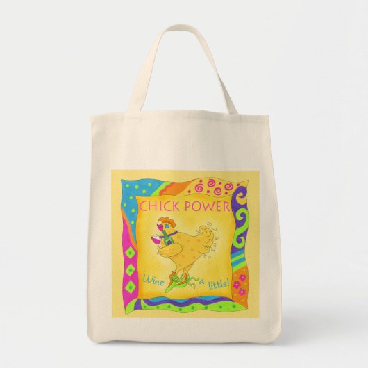 Wijn een kleine Chick Power Custom Yellow Tote Bag (Voorkant)