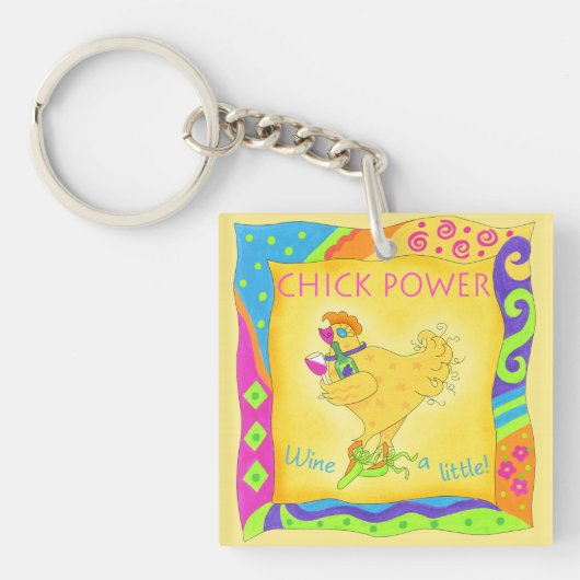Wijn een kleine Chick Power Yellow Sleutelhanger (Voorkant)
