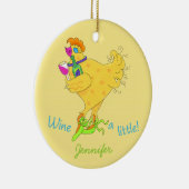 Wijn een kleine chick Power Yellow Whimsy Keramisch Ornament (Rechts)