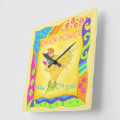 Wijn een kleine chick Power Yellow Whimsy Vierkante Klok (Hoek)