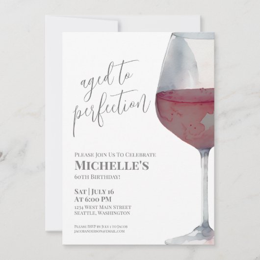 Wijn Eenvoudig 60e verjaardagsfeest Kaart (Voorkant)