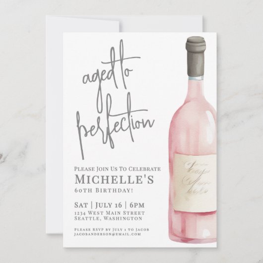 Wijn Eenvoudig 60e verjaardagsfeest Kaart (Voorkant)