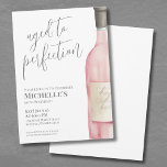 Wijn Eenvoudig 60e verjaardagsfeest Kaart<br><div class="desc">Sophisticated Wine Simple Sixty 60th Birthday Party Invitation. Markeer zestig jaar met deze tijdloze en elegante uitnodiging, met een grote waterverf roze en grijze wijnfles aan de rechterkant voor een eigentijdse touch. "Aged to Perfection" is elegant weergegeven aan de bovenkant in script typografie, met een klassieke serif lettertype gebruikt voor...</div>