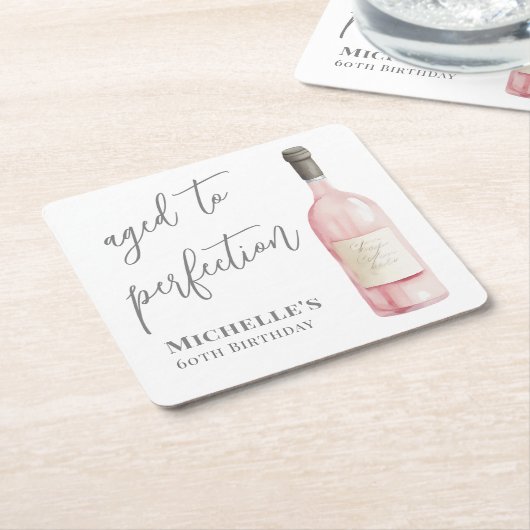 Wijn eenvoudig leeftijd tot perfectie Verjaardag Kartonnen Onderzetters (Schuin)