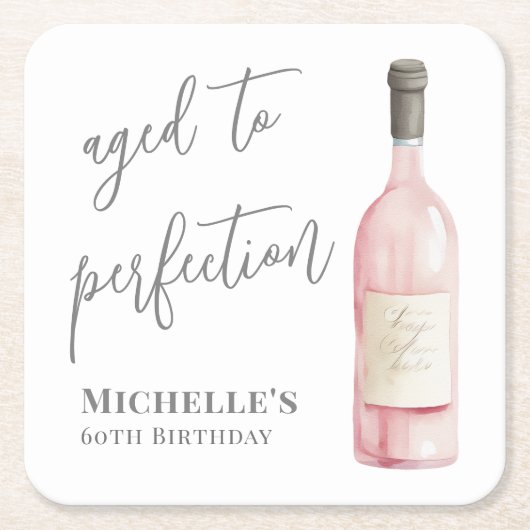 Wijn eenvoudig leeftijd tot perfectie Verjaardag Kartonnen Onderzetters (Voorkant)