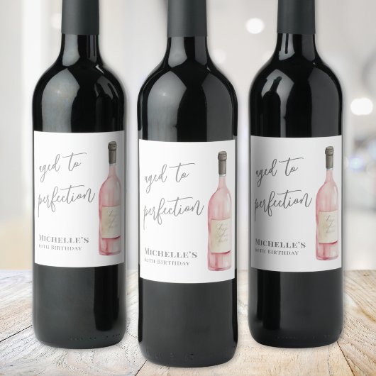 Wijn eenvoudig leeftijd tot perfectie Verjaardag Wijn Etiket