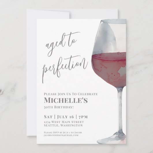 Wijn Eenvoudig vijftig verjaardagsfeest Kaart (Voorkant)