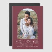 Wijn | Eenvoudige moderne boogfoto Save the Date Magnetische Uitnodiging (Voorkant / Achterkant)