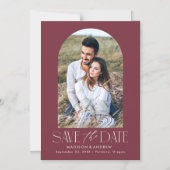 Wijn | Eenvoudige moderne boogfoto Save the Date Magnetische Uitnodiging (Voorkant)