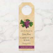 Wijn Elegant  Paarse druiven Aangepaste Sjabloon Flessenhanger (Voorkant)