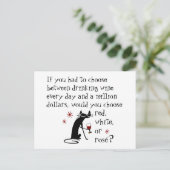 Wijn elke dag of $1 miljoen? Grappig citaat Briefkaart (Staand voorkant)