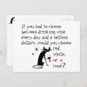 Wijn elke dag of $1 miljoen? Grappig citaat Briefkaart (Voorkant / Achterkant)