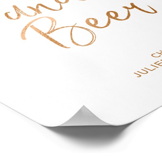 Wijn en bier 8x10 stijlvol Roos Gold Wedding Sign Poster (Hoek)