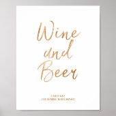 Wijn en bier 8x10 stijlvol Roos Gold Wedding Sign Poster (Voorkant)