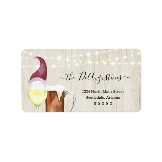 Wijn en Bier & Vakantie Cheer Retouradres Etiket (Voorkant)