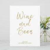 Wijn- en bierbord | Stijlvol goud met de hand gesc Kaart (Staand voorkant)