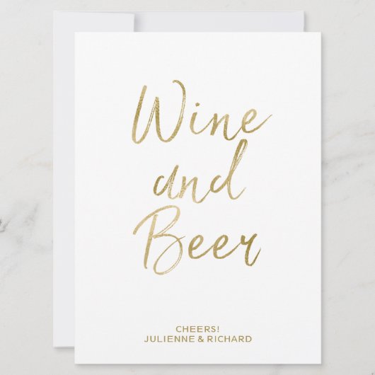 Wijn- en bierbord | Stijlvol goud met de hand gesc Kaart (Voorkant)