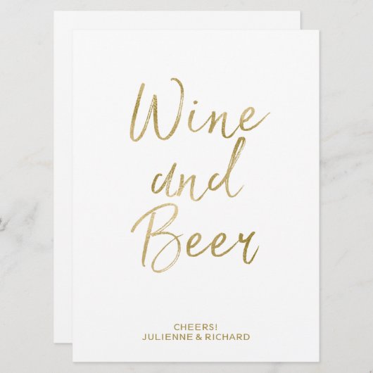 Wijn- en bierbord | Stijlvolle gouden handgeschild Kaart (Voorkant / Achterkant)