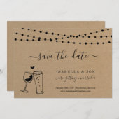 Wijn- en biertoast Sla de datum-aankondiging op Kaart (Voorkant / Achterkant)