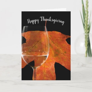 Wijn en blad voor Thanksgiving Feestdagen Kaart