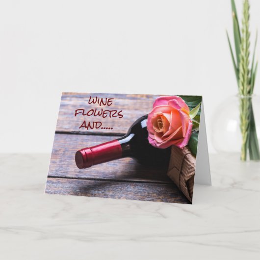 WIJN EN BLOEMEN EN "JIJ" EN "IK" VIEREN KAART (Voorkant)