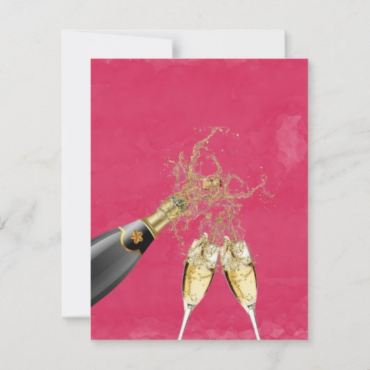 Wijn en Blush Pink Peony Brunch & Bubble Kaart (Achterkant)