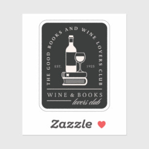 Wijn- en boekenliefhebbers leesgroep sticker
