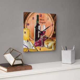 Wijn en brood op maat vierkante klok