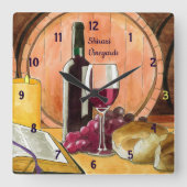 Wijn en brood op maat vierkante klok (Voorkant)